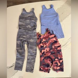 3 sets of girls athletic wear long bras biker shorts Athleta Girl XS 6 Old Navy